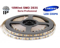 Tira LED 5 mts Flexible 90W 600 Led SMD 2835 IP65 Blanco Cálido Alta Luminosidad